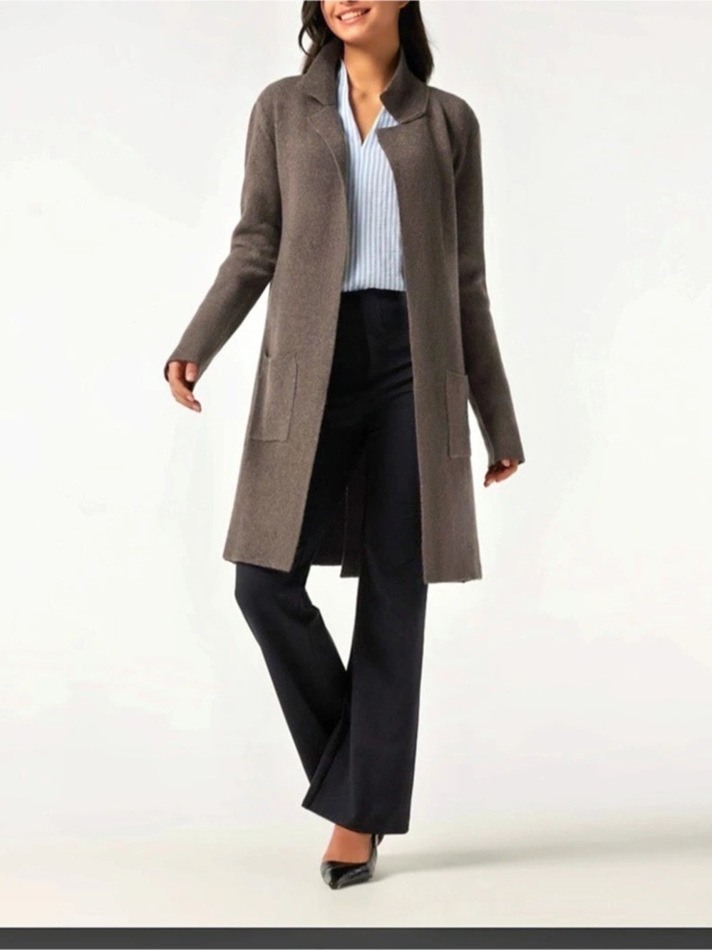 Halara Brown Longline Open-Front Coatigan size XL NWT.